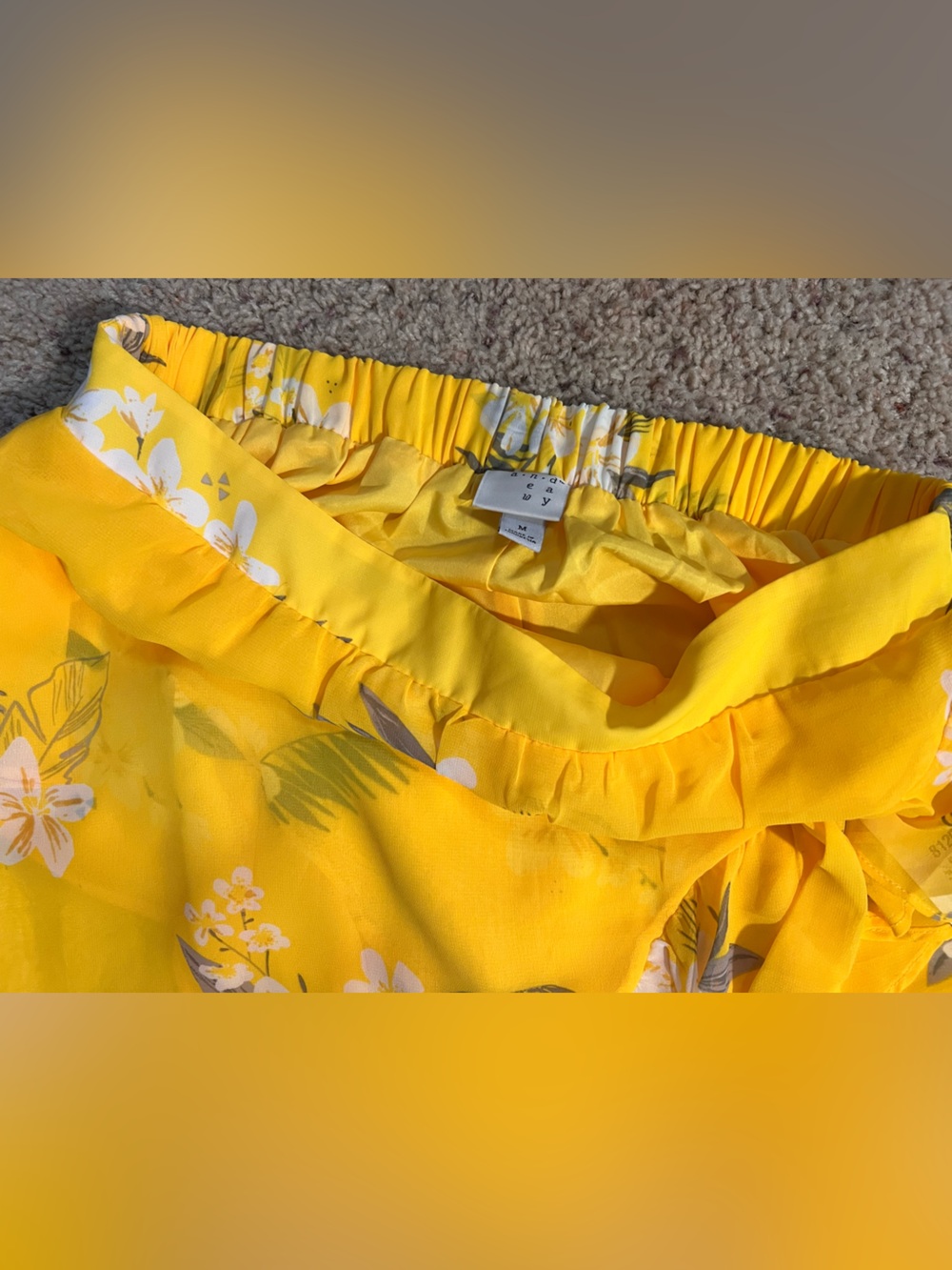 NWT Yellow Floral Ruffled High-Low Skirt - Picture 6 of 8